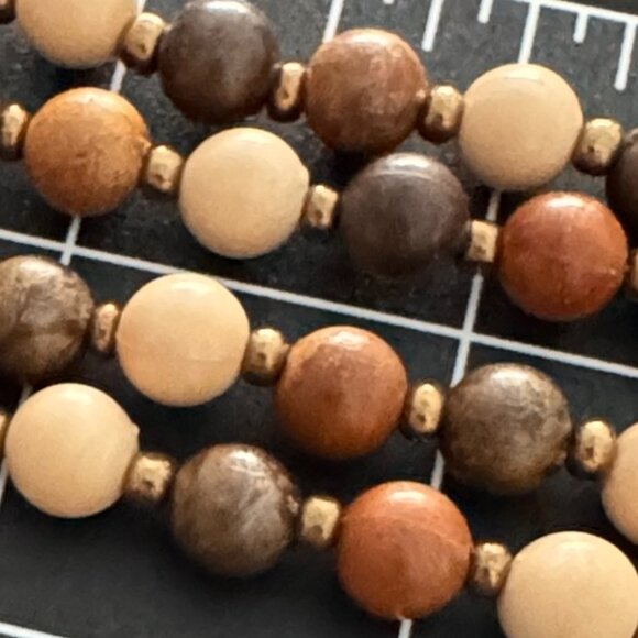 Vintage Wooden Beads Very Long Necklace 3 Tones 55 inches - Picture 8 of 9
